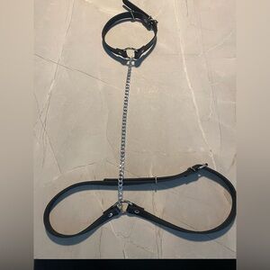 Black Faux Leather and Chain Harness